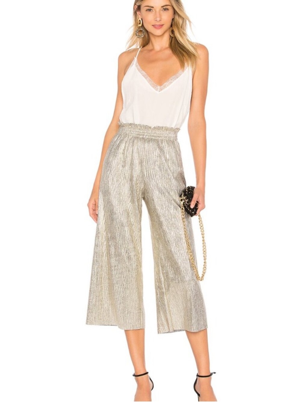 Alice + Olivia Elba paper bag metallic pants 0